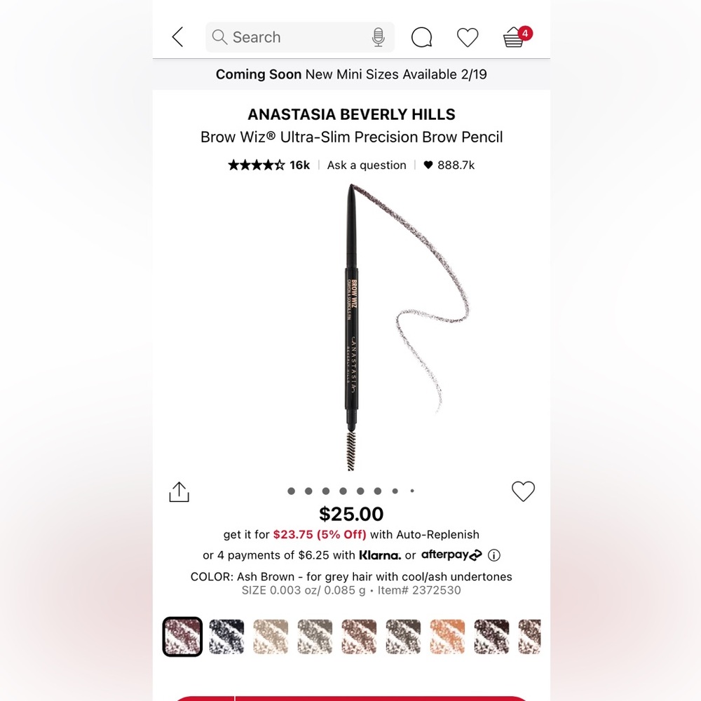 Anastasia Beverly Hills brow pencil in shade dark brown